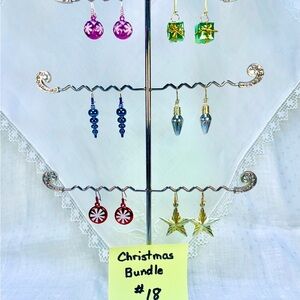 Handcrafted Christmas Gift Earrings Bundle 6 Colors & Styles Nostalgic Colorful